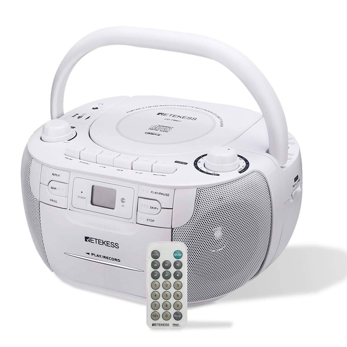 Retekess TR621: Boombox Moderno com CD, Cassete, Rádio AM/FM, USB e TF - Som Estéreo para Sua Casa