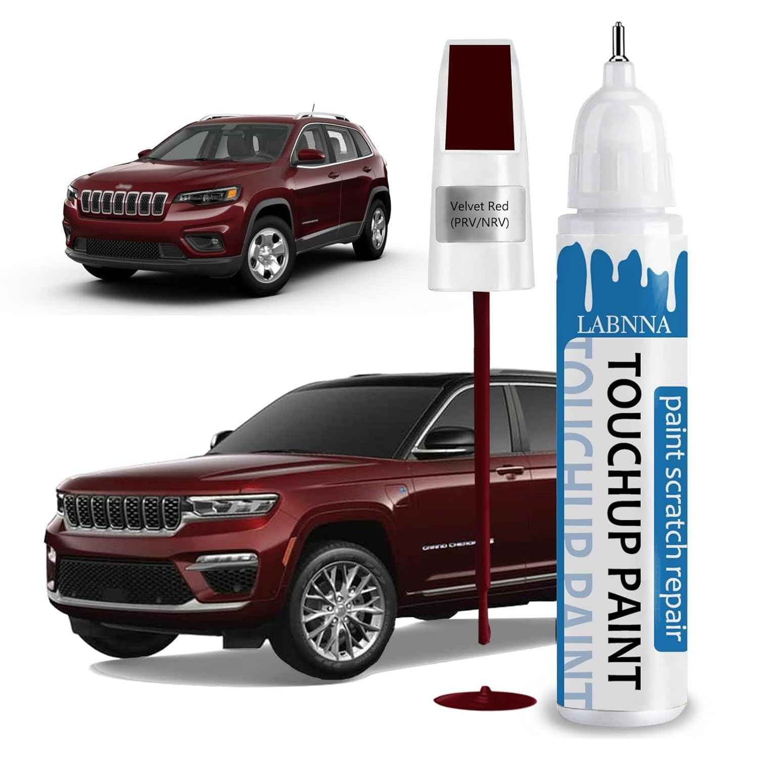 Tinta de Retoque Vermelho Veludo para Dodge - Caneta 2 em 1 com Pincel para Reparos Fáceis