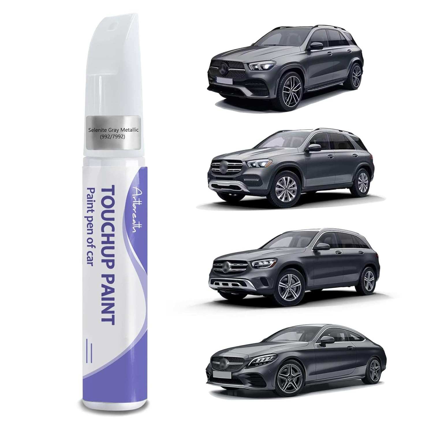 Tinta de Retoque para Mercedes Benz Cinza Selenita - Caneta de Pintura para Arranhões e Lascas
