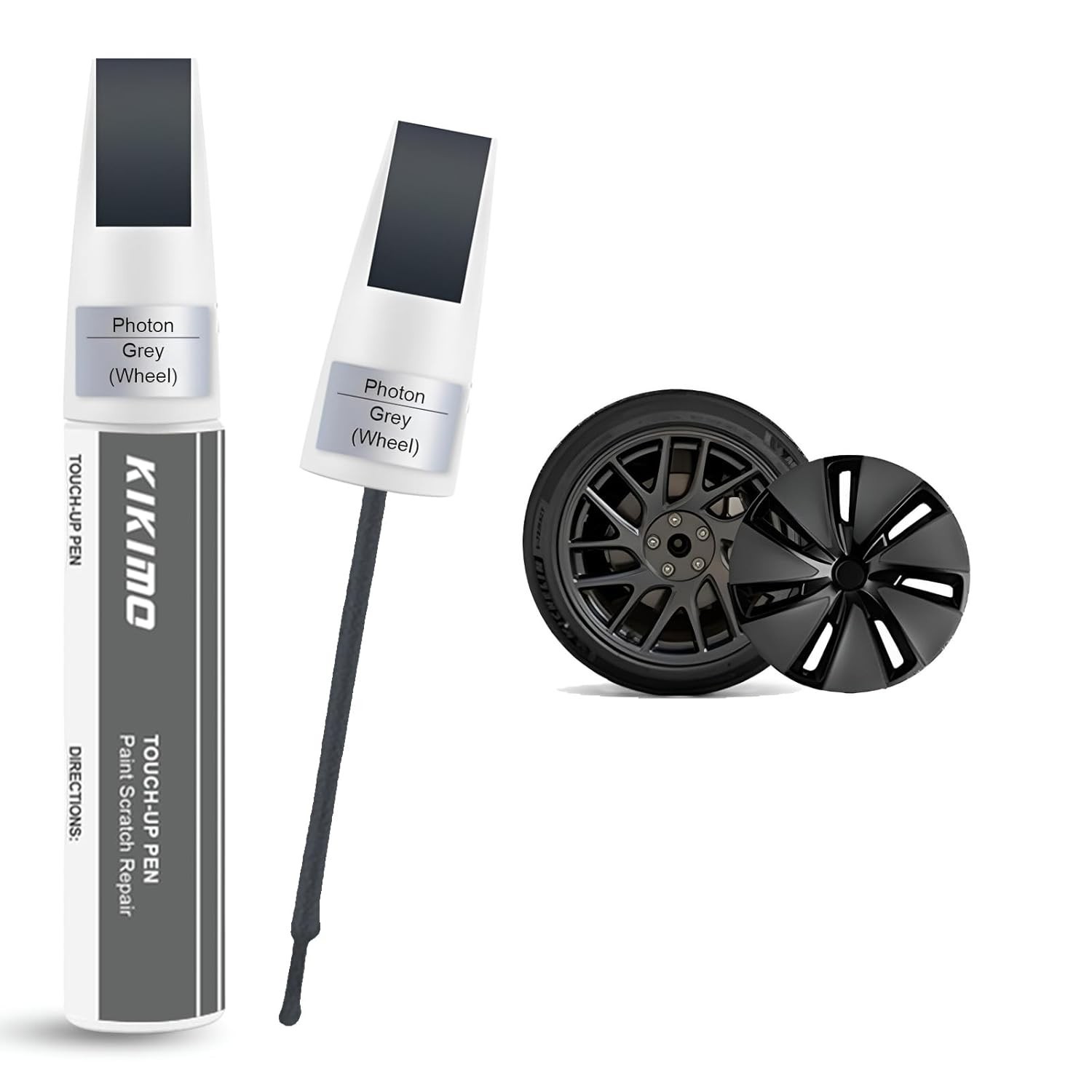 Tinta de Retoque Photon Grey para Tesla Model 3 Highland 2024 - Caneta Reparadora 2 em 1 com Pincel e Ponta Metálica