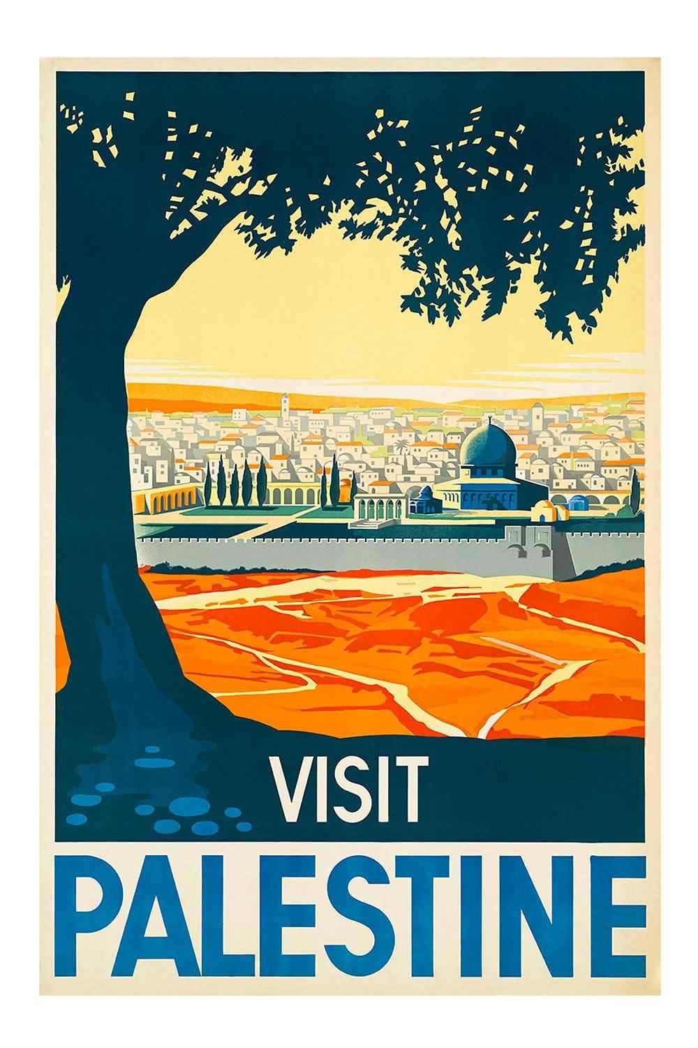 Visit Palestine - Pôster Vintage Retro em Tela 30x45cm | Decore com Estilo e Personalidade