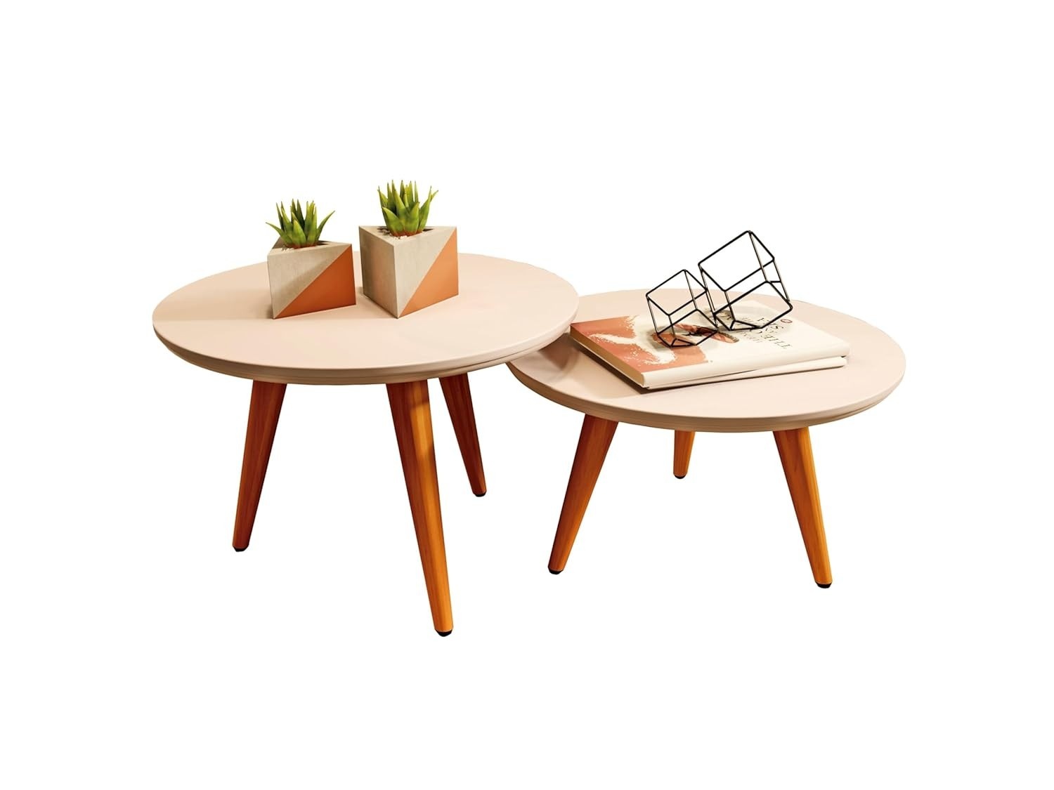 Mesa de Centro Redonda Tripé Retro - Design Moderno com Acabamento Off White
