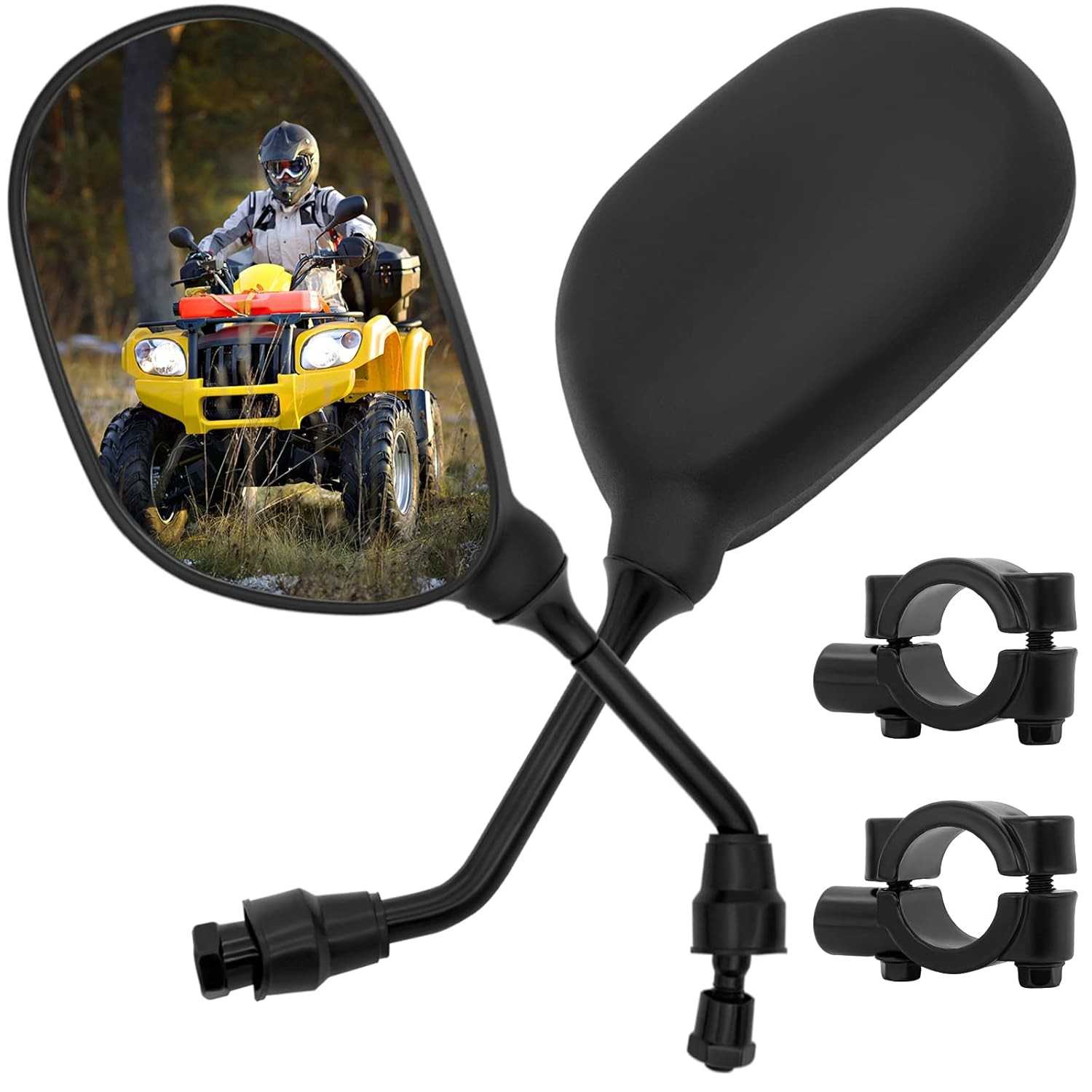 Espelho Retrovisor Universal 360° para Guidão de Moto e Quadriciclo - Visão Ampla e Segura