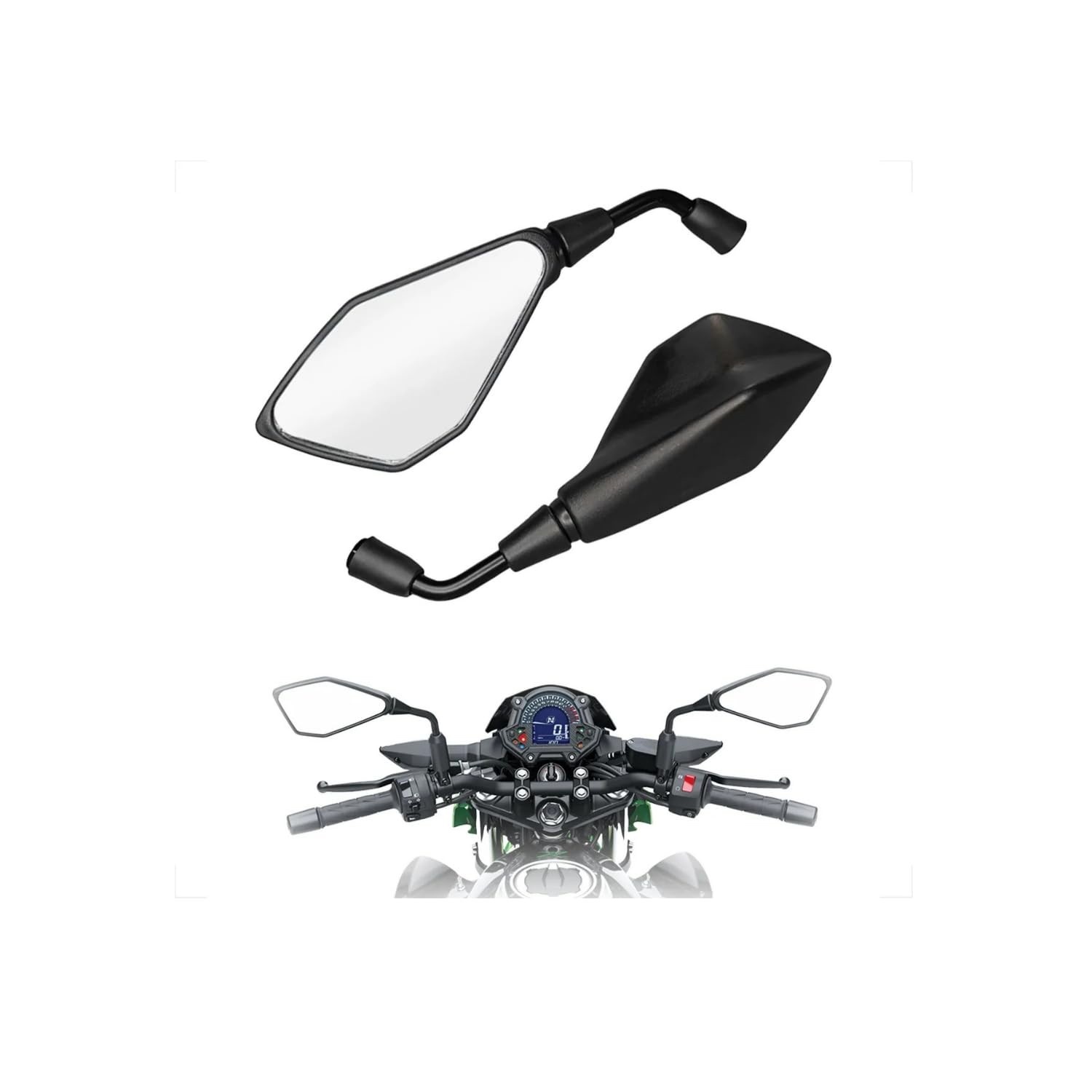 Espelho Retrovisor Esportivo Pentagonal para Moto - Estilo Z400 com Rosca 10mm (Par)
