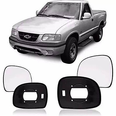 Retrovisor S10/Blazer/Silverado: Espelho + Base (97-2010)
