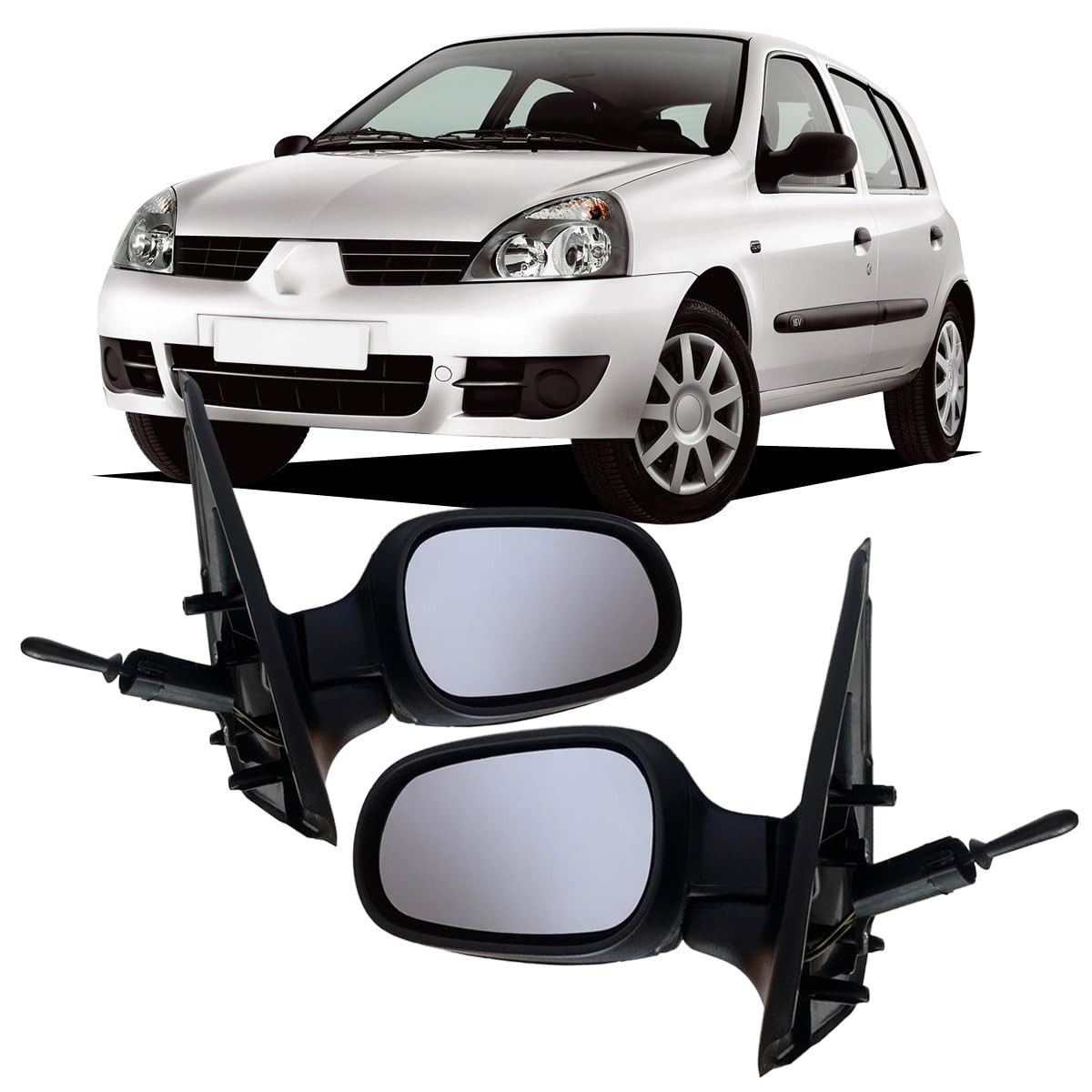 Par de Retrovisores Manuais para Clio e Clio Sedan (2000-2012) - Visibilidade e Estilo Renovados