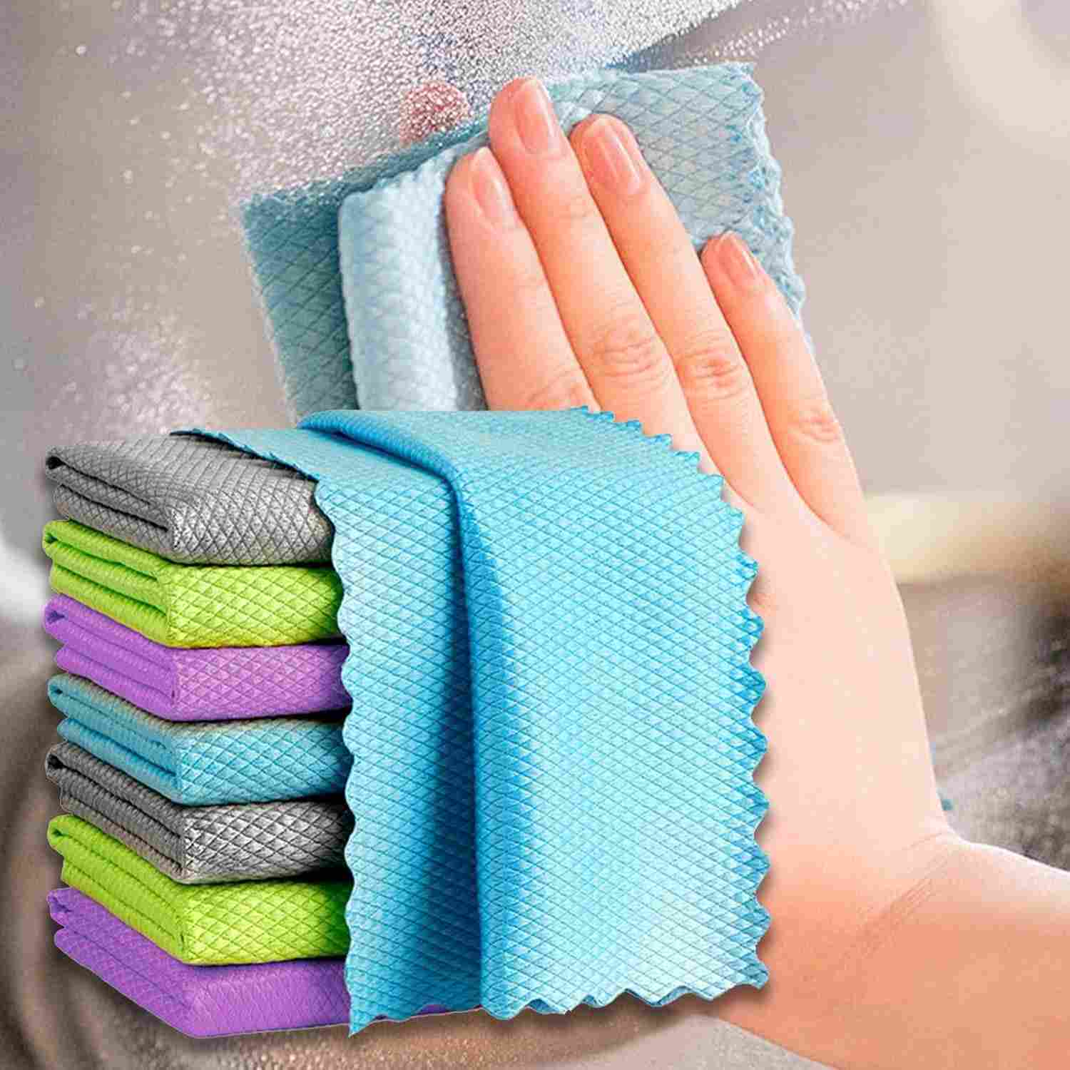Pacote com 5 Panos de Microfibra 24x24 cm - Reutilizáveis, Sem Fiapos e Versáteis para Limpeza Profissional