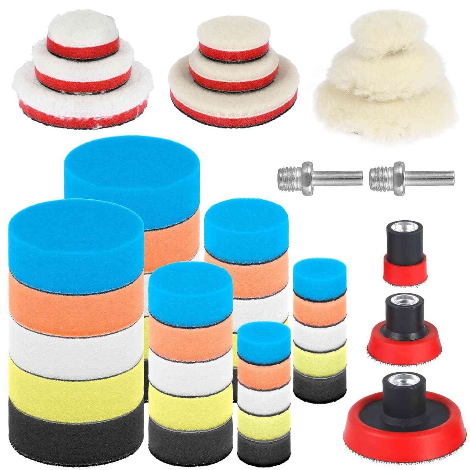Kit de Almofadas de Polimento para Carro 44 Peças - Microfibra Reutilizável com Adaptadores M14