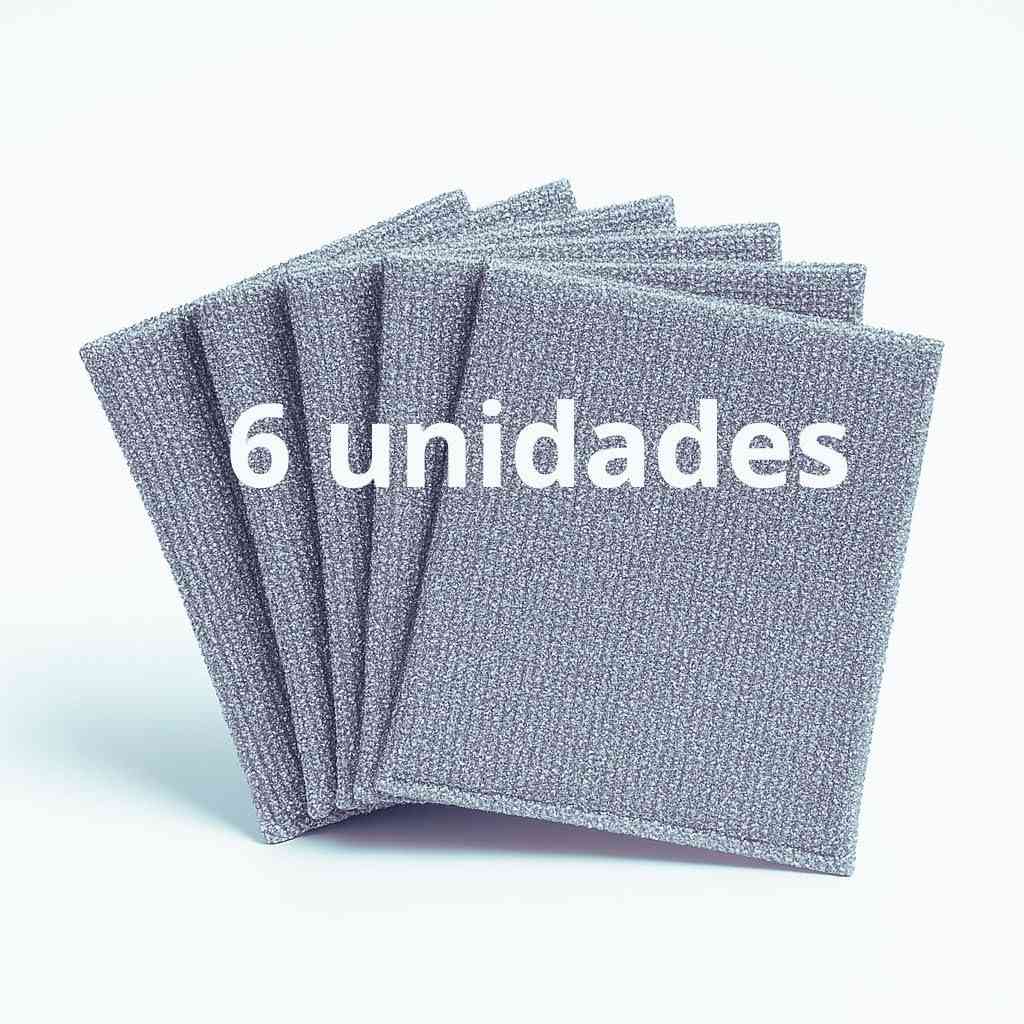 Kit 6 Panos de Limpeza em Aço Reutilizável 20x20 cm - Limpeza Pesada sem Arranhões