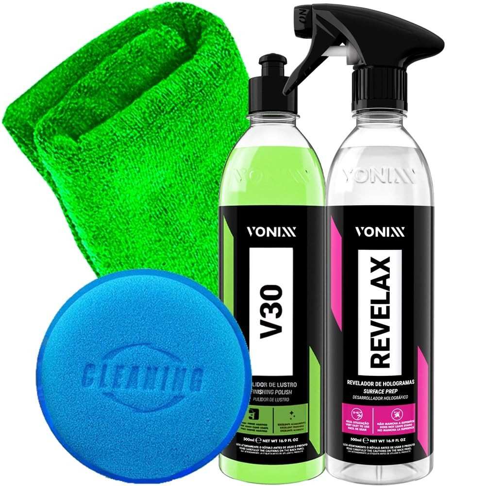 Kit Revelador Revelax + Polidor V30 Vonixx: Brilho Profissional para Seu Carro