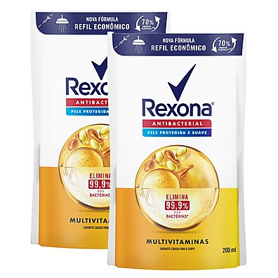 Rexona Antibacterial Multivitaminas – Kit com 2 Refis de 200ml