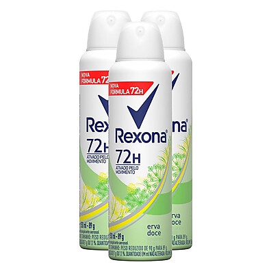 Rexona Erva Doce 72h Kit com 3 Aerosóis – Proteção Total