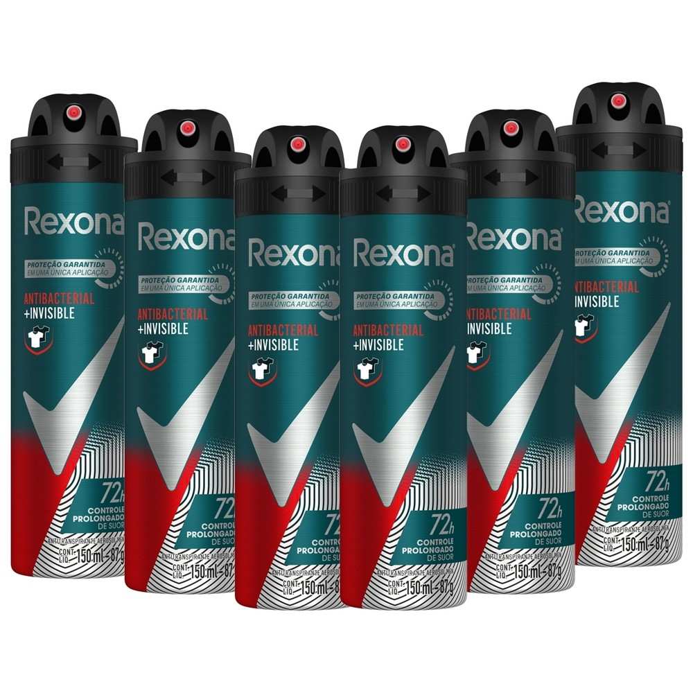 Rexona Invisible Antibacterial: Kit 6 Desodorantes