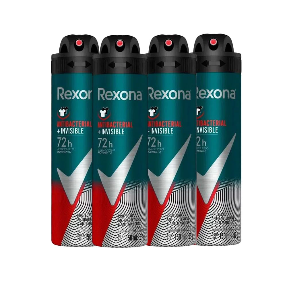 Rexona Men: Kit 4 Desodorantes Antibacteriais