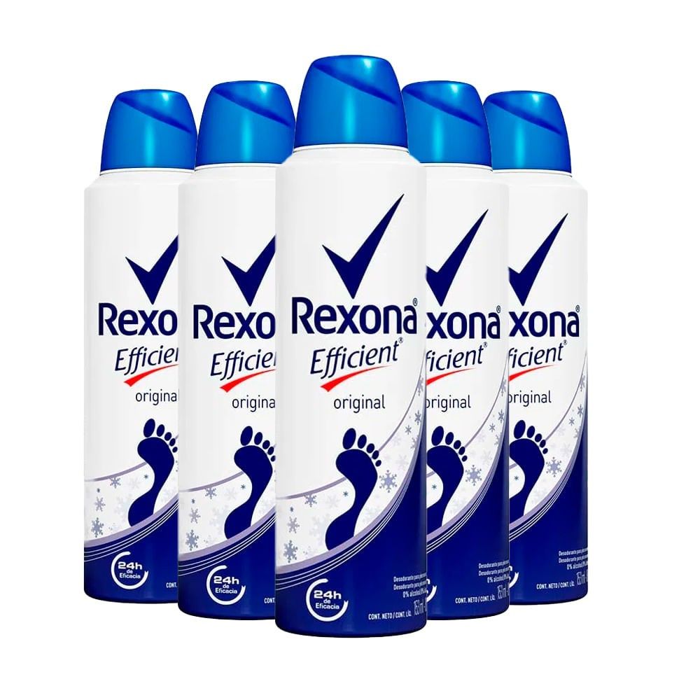 Rexona Pés Secos: Kit 5 Desodorantes Aerosol Efficient