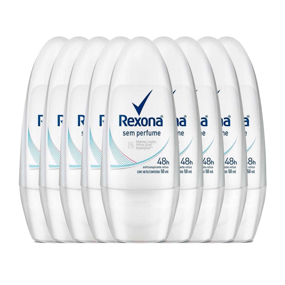 Rexona Sem Perfume: Kit 9 Roll-Ons 50ml