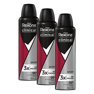 Rexona Sport: Kit 3 Desodorantes Antitranspirantes