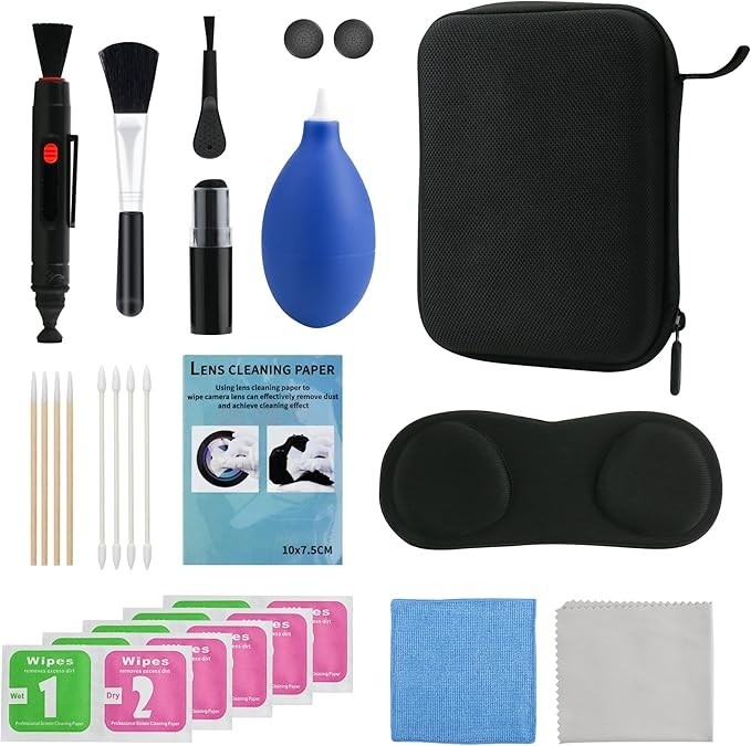 RHOTALL Estojo de Limpeza de Lentes 19 Em 1, Acessórios com Protetor de Lentes E Tampas de Polegar para Meta/Oculus Quest 2 E Quest 3/Hololens 2, Kit de Acessórios de Limpeza de Headset Vr, Várias Fer