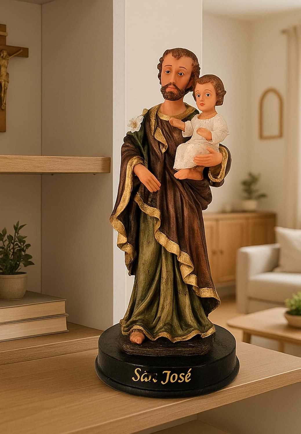 Imagem de São José Pai Adotivo de Jesus - Escultura em Resina 20 cm com Detalhes Ricos