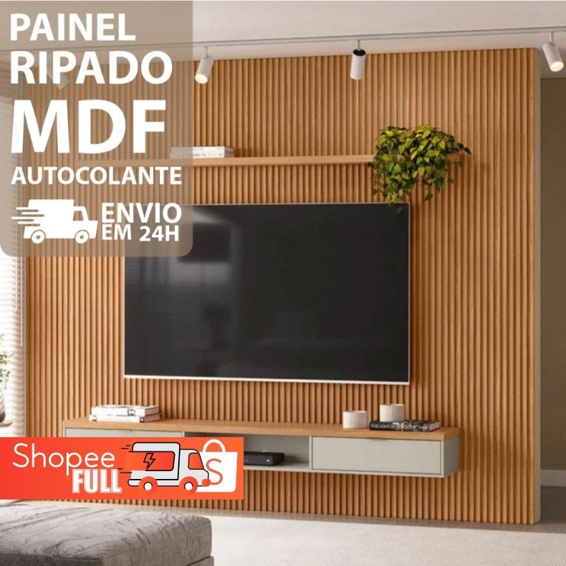 Ripado de MDF Decorativo: Kit 100 Placas 45x11cm