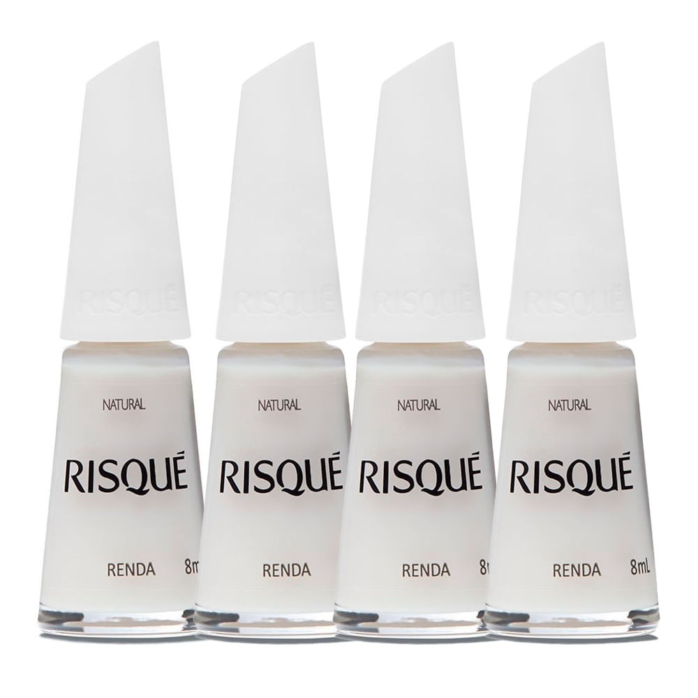Risqué Renda Natural: Kit 4 Esmaltes Hipoalergênicos