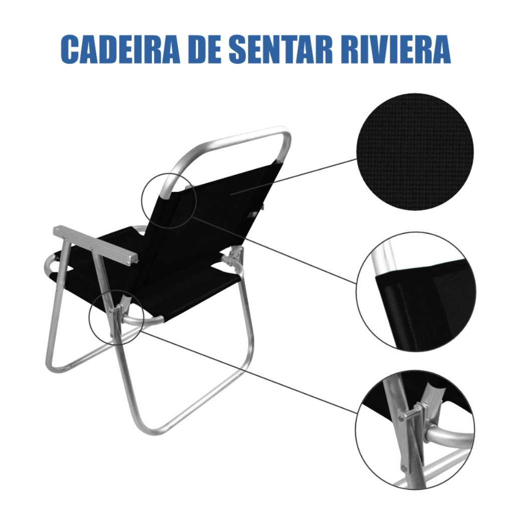Cadeira de Praia Reforçada 130kg - Alumínio Riviera