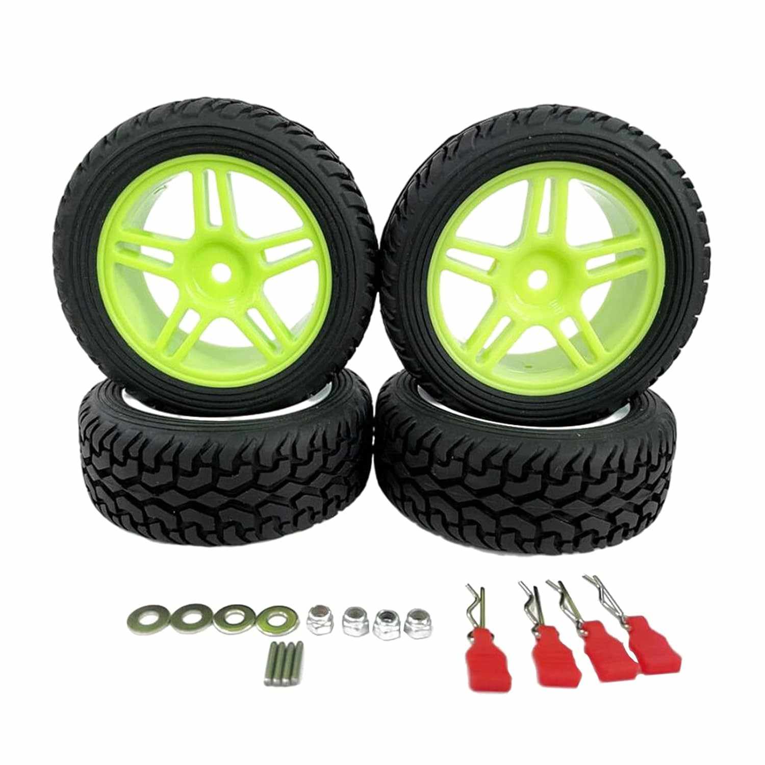 Kit 4 Pneus WLtoys 75mm Verde: Aventura Off-Road com Tração e Estabilidade Máximas!