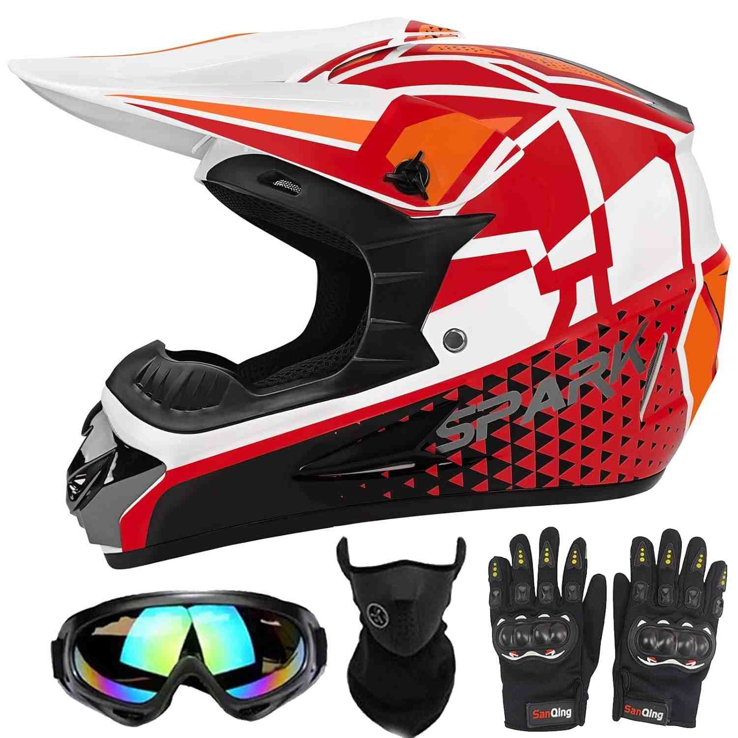 ModeIY Capacete Motocross Infantil e Adulto: Segurança e Estilo Off-Road Unissex (Conjunto 4 Peças DOT)