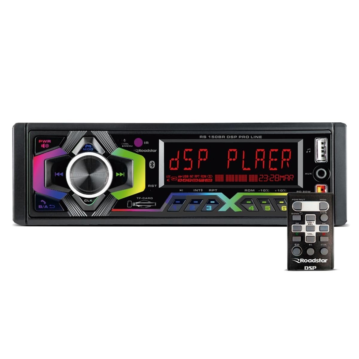 Auto Rádio Roadstar RS150BR MI: Bluetooth, USB, SD, Aux e FM/AM com DSP Pro Line