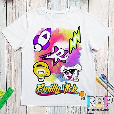 Camiseta Infantil Personalizada Emilly Vick Rosa Leozinho Void Katlen Robson