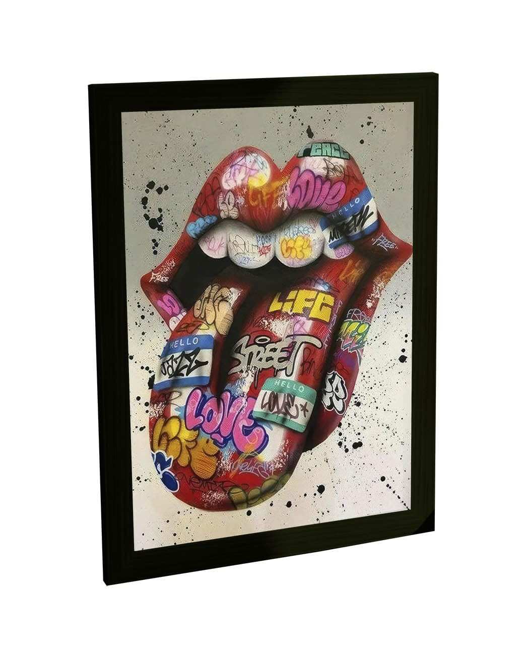 Quadro Decorativo Boca Banda de Rock - Estilo Grafite para Sala e Quarto