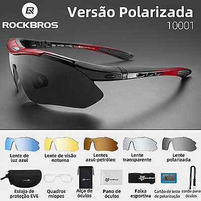 RockBros: Óculos de Ciclismo Polarizados com 5 Lentes