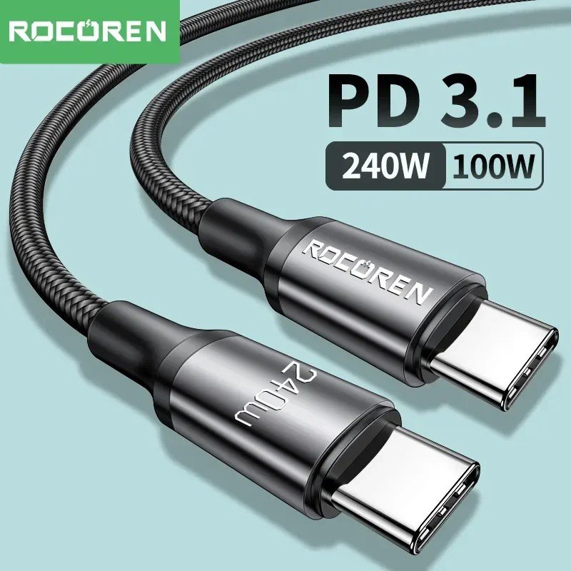 Rocoren 100W USB-C: Carregamento Turbo e Dados!