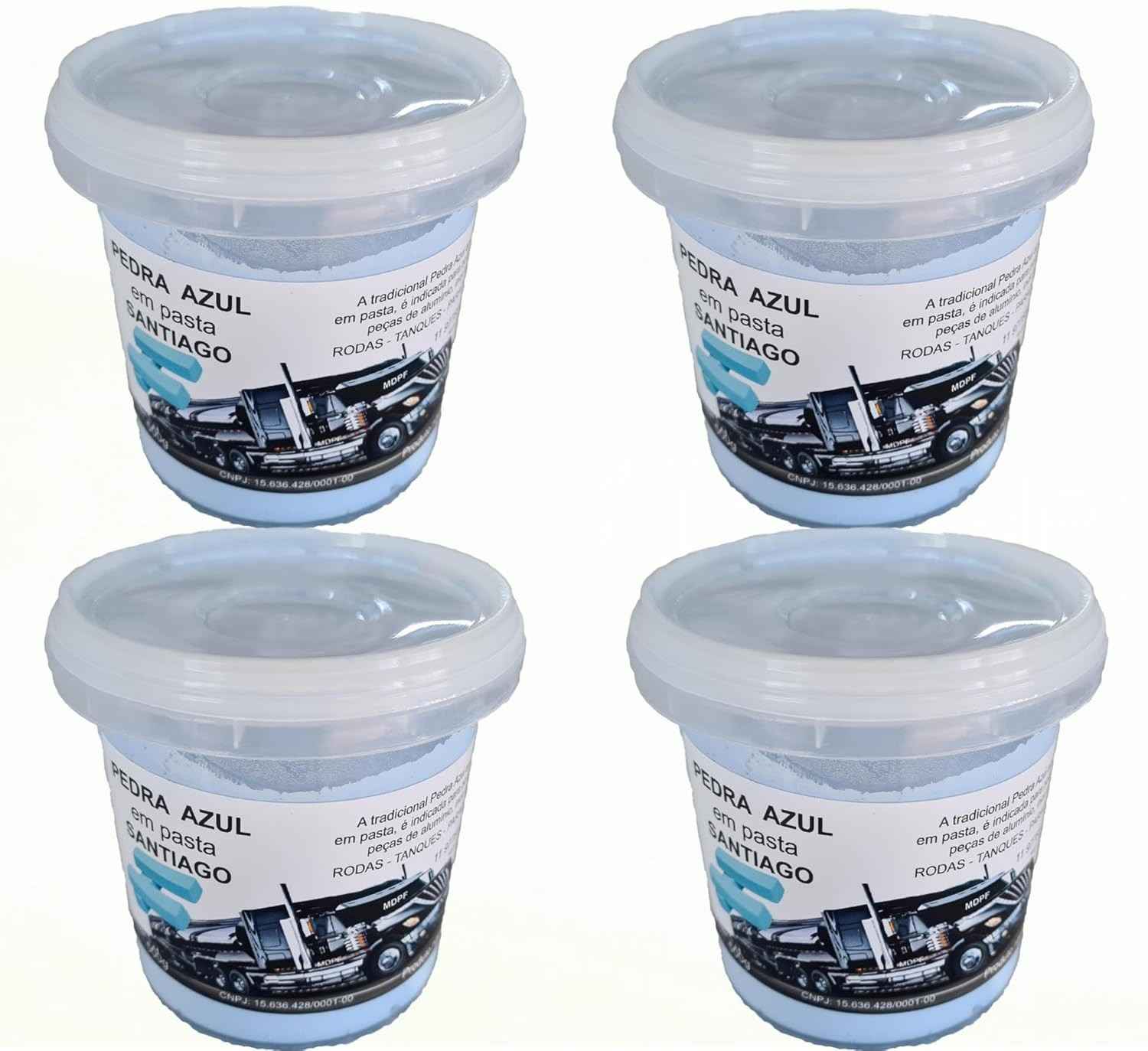 Kit 4 Pedra Azul Em Pasta P Polimento (500gr) Roda Tanq Crom
