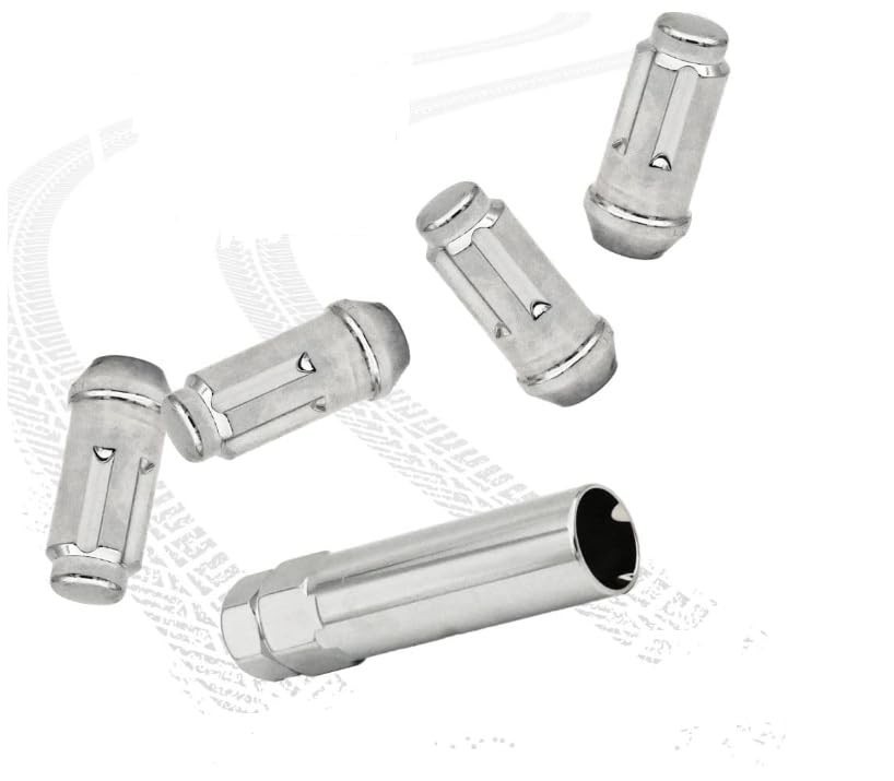 Fechadura e Chave de Roda Cromada Estilo Bolota 35,5 x 3,5 - Segurança e Estilo para Seu Veículo