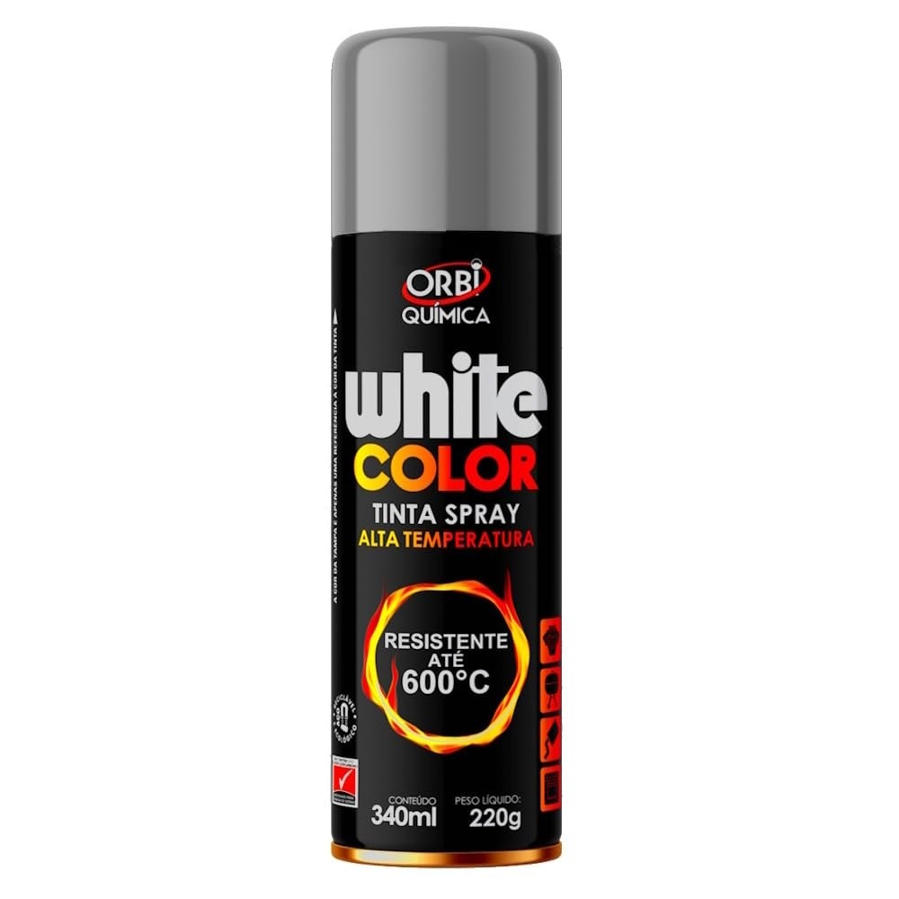 Tinta Spray De Alta Temperatura Prata Para Pintura Roda Escapamento Motor Forno Fogão Churrasqueira Até 600°C