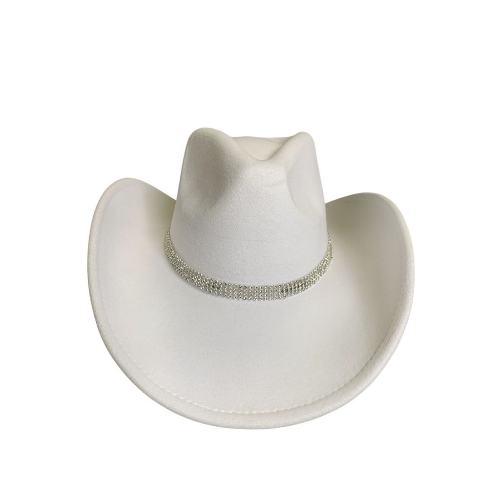 Chapéu Country Feminino Branco Barretos – Estilo e Conforto para Festa e Rodeio