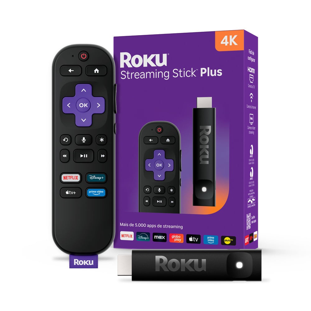 Roku Streaming Stick Plus 4K: Sua TV Smart!