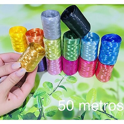 Rolo de Fitilho 5mm x 50m – 20 Cores para Escolher!