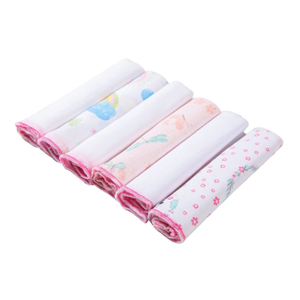 Kit 6 Paninhos de Boca Papi 30x30cm Estampados Sortidos Rosa - Maciez e Estilo para o Enxoval do Bebê