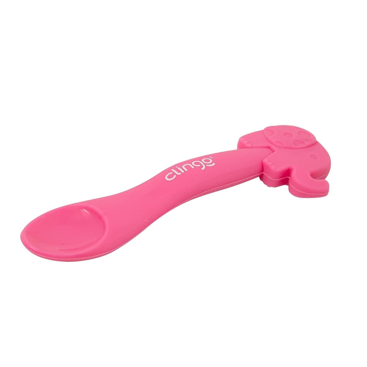 Colher em Silicone Animaizinhos Colors - Elefante Rosa da Clingo | Segura e Divertida para Bebês