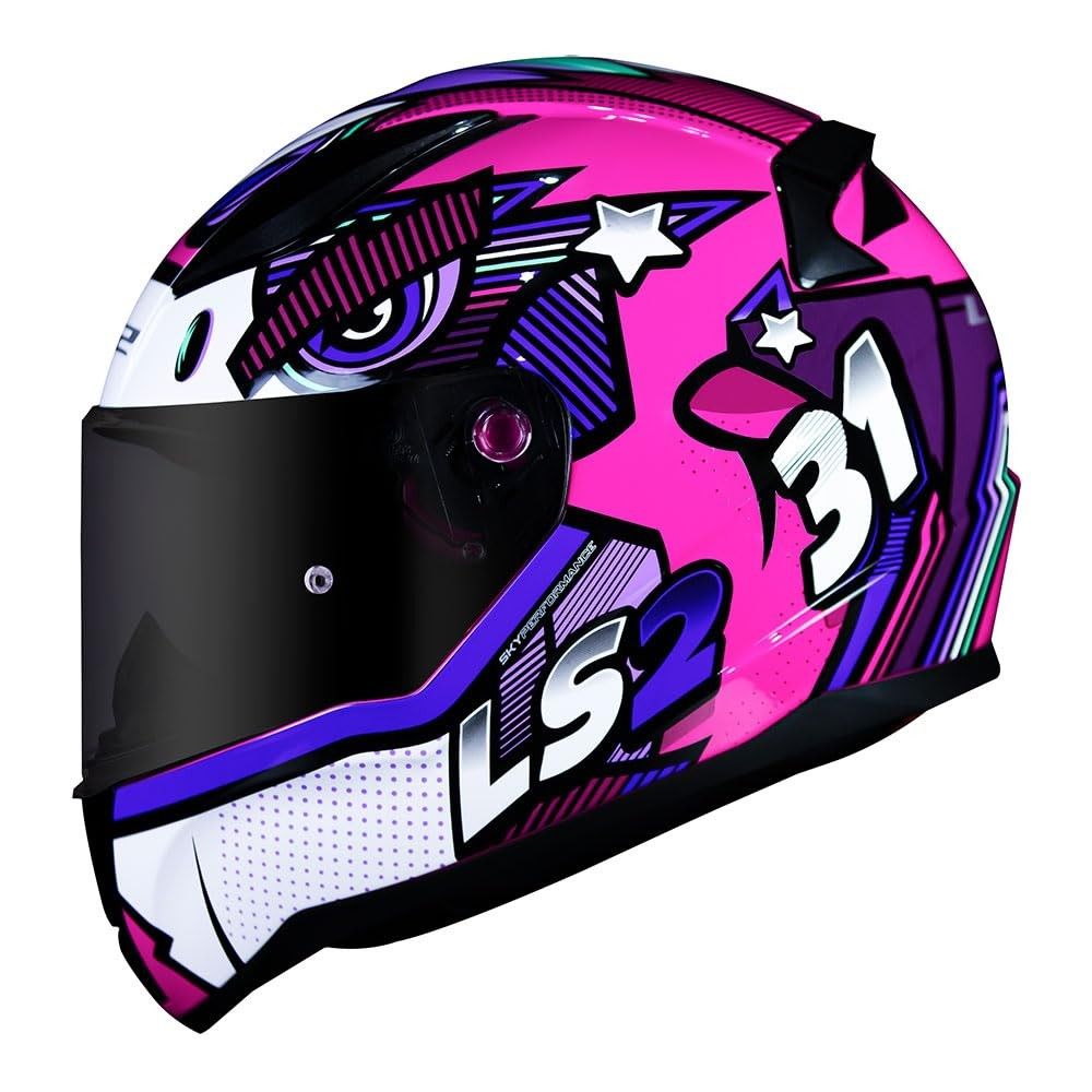 Capacete Feminino LS2 FF353 Khan Rosa Roxo Branco: Estilo, Segurança e Conforto para Você!