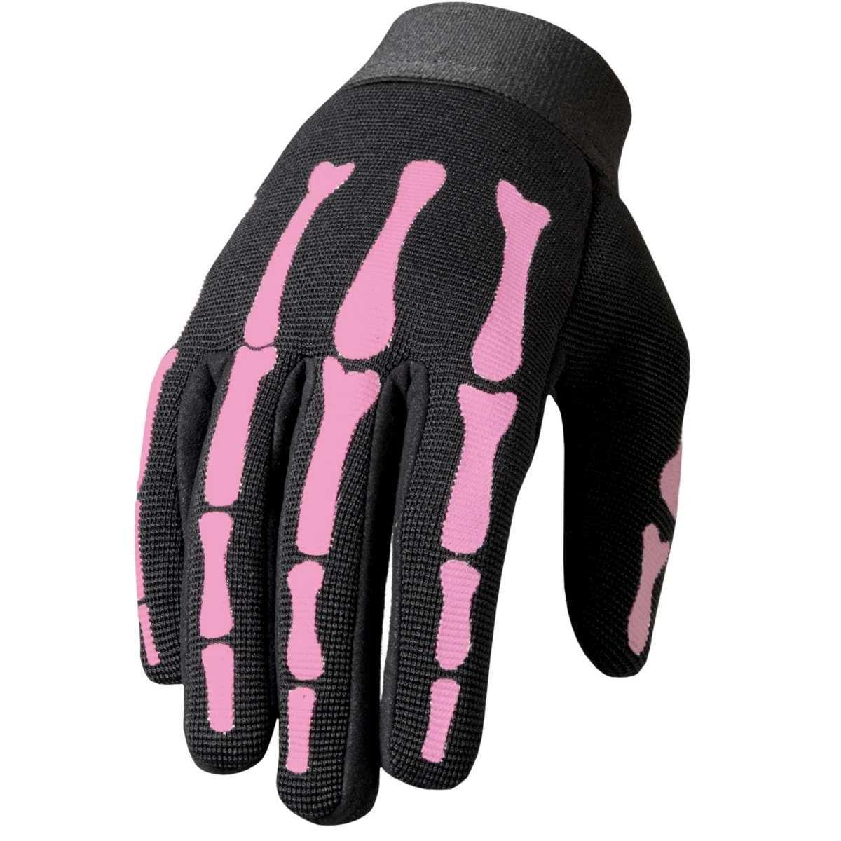 Hot Leathers Luvas femininas rosa esqueleto mecânico