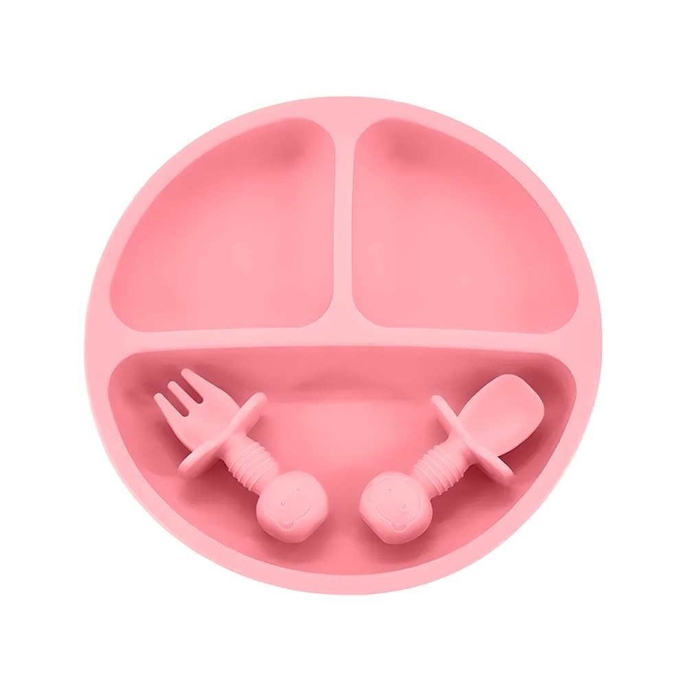 Life Baby Feeding Set CR-001 Rosa - Kit Completo para Introdução Alimentar com Silicone Seguro e Ventosas