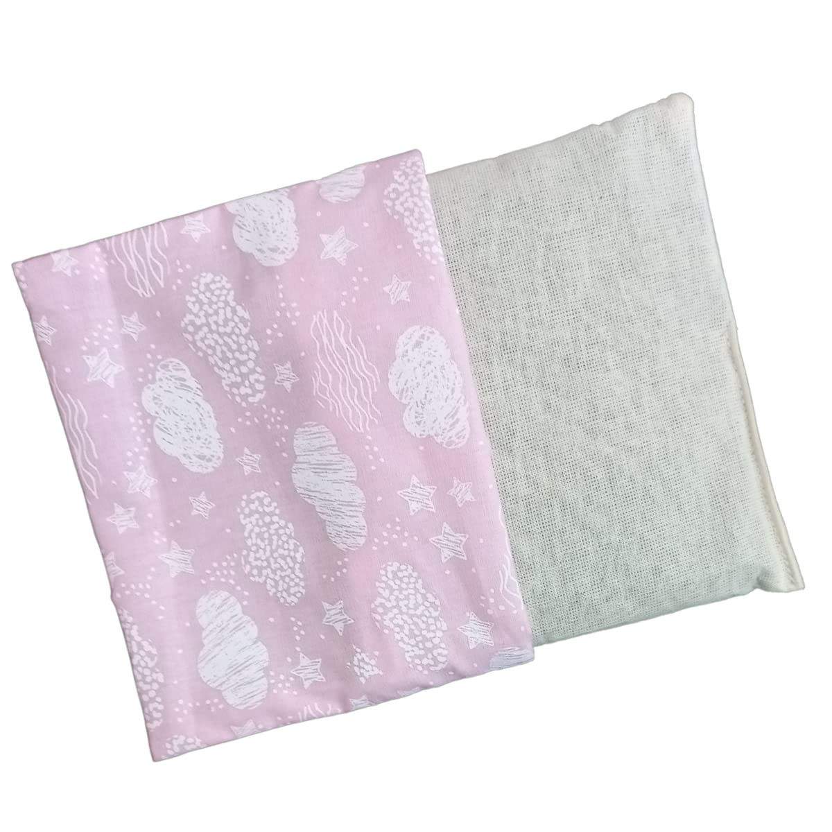 Bolsa de Semente para Cólicas em Bebês - Estampa Rosa Nuvens | Alívio Natural e Perfumação Suave