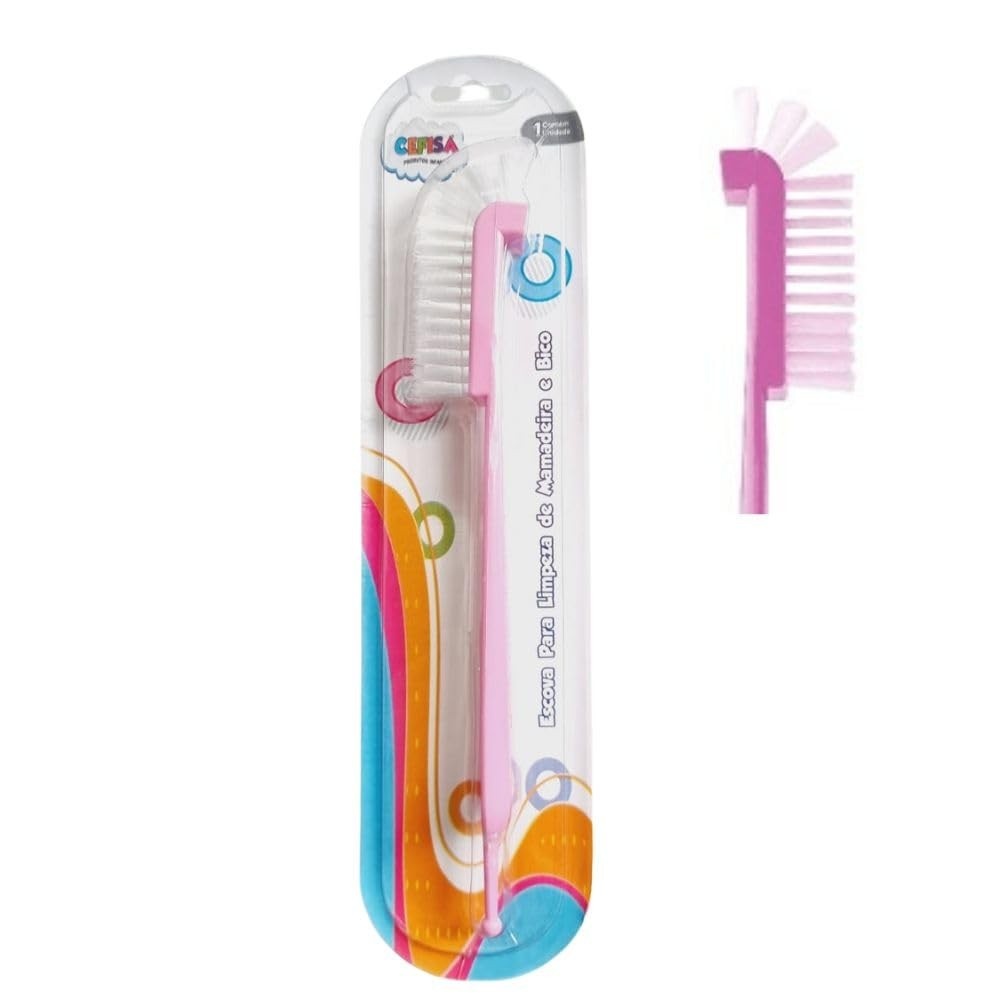 Escova de Limpeza para Mamadeira Cefisa Rosa - Design Infantil Seguro e Eficiente