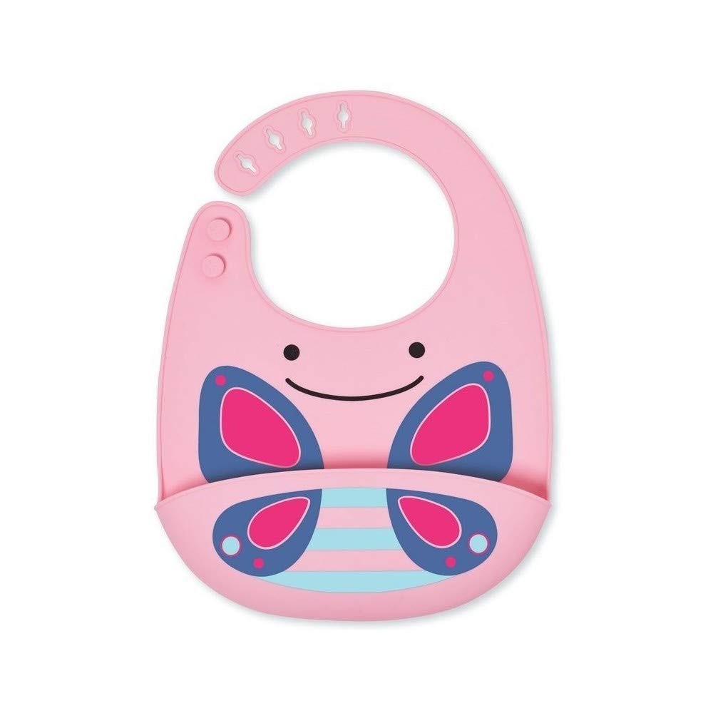 Babador Cata Migalhas de Silicone Skip Hop Zoo Borboleta Rosa - Design Divertido e Prático para Bebês