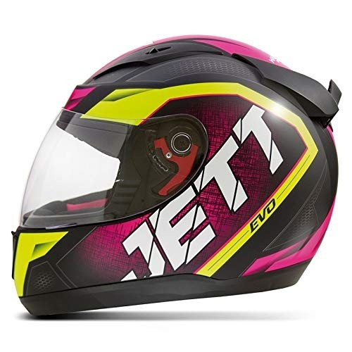 Capacete Fechado Pro Tork Jett Evo Line Rosa/Amarelo - Segurança e Estilo para Sua Pilotagem