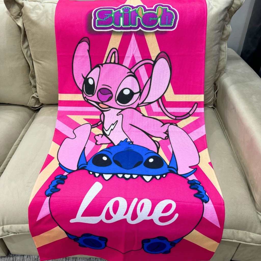 Toalha Infantil Lilo e Stitch Rosa - Banho e Rosto