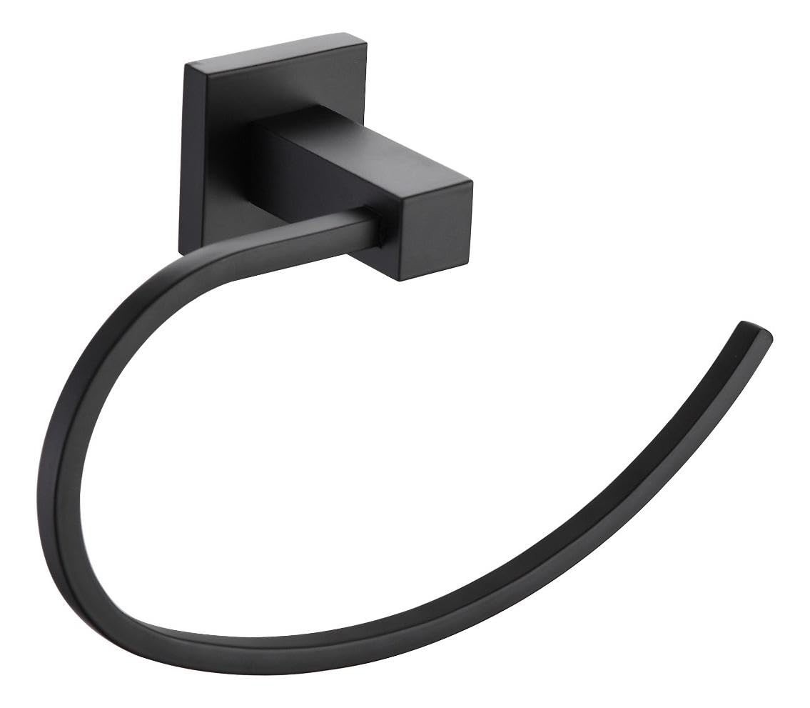 Porta Toalha Argola Rosto em Metal Preto Fosco – Design Moderno e Sofisticado para Banheiro